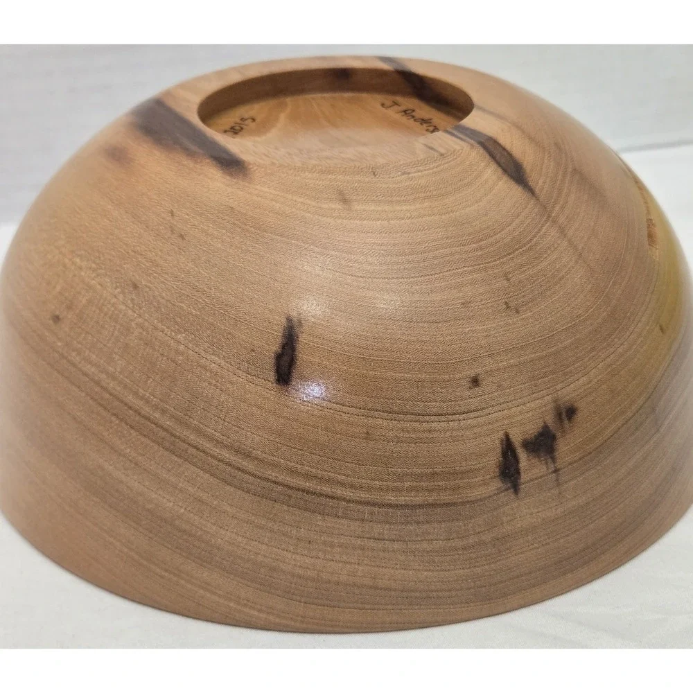 Vtg J. Anderson Hand-Turned Elm Wood Bowl 7